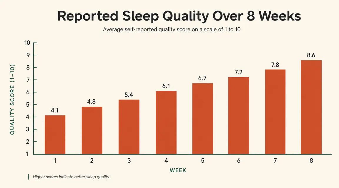 Chart showing reported sleep quality improvement over eight weeks of nightly magnesium glycinate use