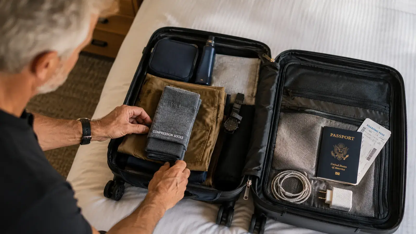Compression Socks vs Flight Socks: What Traveling Adults Over 60 Actually Need